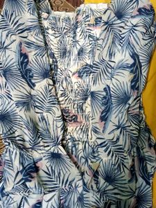 Tropical Print Smocked Dress