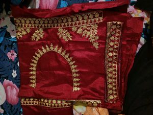 New Maroon Saree with Designer Blouse Piece