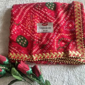 Red Bandhani Saree