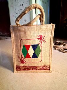 Hand-painted Jute Lunch/Shopping Bag