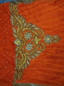 Orange Embroidered party wear dress