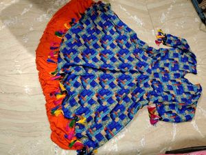 Patterned Blue &amp; Orange Tank Top