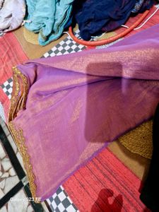 Purple Jimmy Choo Saree With Unstiched Blouse