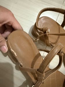 Brown Quilted Pearl Sandals
