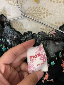 Floral Black Frock For 8-10 Year Old Girls