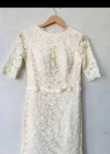 Wine Cream Fishtail Lace Party Dress