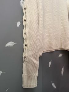 Cream Knit Sweater with Sleeve Detail