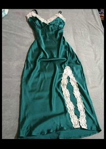 sea Green Lace Trim Slip Dress