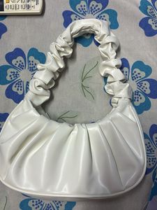 White Ruched Handle Bag