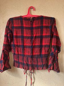 Red And Black Crop Top With Attractive Sleeves