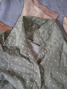 Polka Dot Tie-Front Top