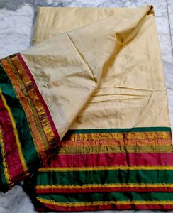 Pure Kanjeevaram Silk Saree Cream Colour.