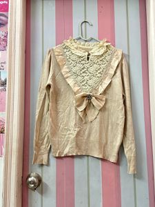 Vintage Lace Blouse with Bow Detail
