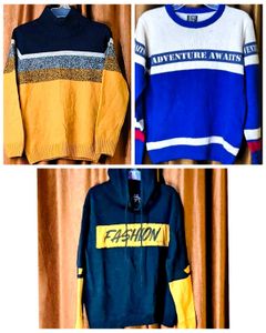 Combo Of 3, 2 Sweater n A Hoodie, mix sizes