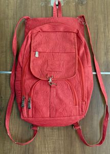 Red Leather 4-Pocket Bag