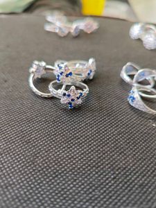 Blue AD Pure Silver Toe Ring