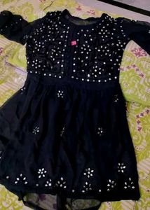 Black Mirror Work Chikankari Kurti