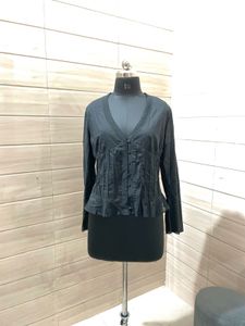 Vintage Y2k Elegant Black Button-Down Top
