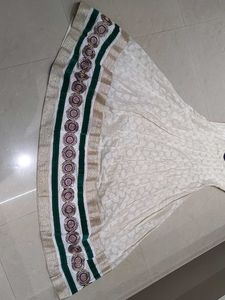 Long Anarkali Type White Kurti