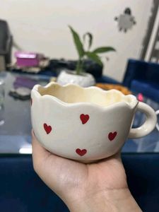 Heart Print Ceramic Mugs