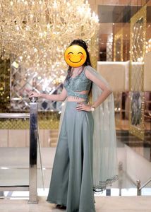Designer Handwork Sequin Green Crop Top Palazzo
