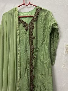 Green Embroidered Kurta Set