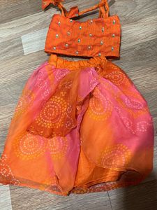 Bandhej Draped Skirt With Top