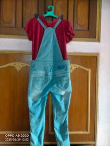 Denim Dungree with Button Detail