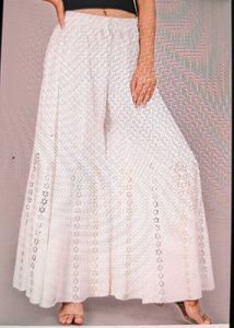 White Palazzo Pants with Embroidery