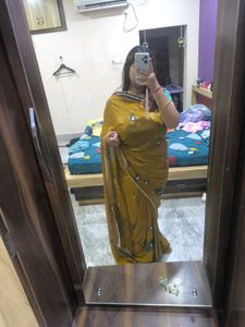 Elegant Gold gliter Saree with stones
