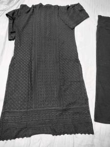 Black Rayon Lucknowi Kurti With Jeans