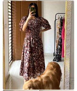 FLORAL smoked Midi Dress