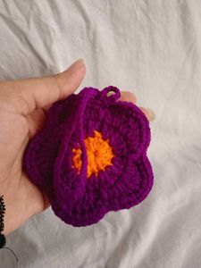 Crochet Flower Pouch Bag Charm