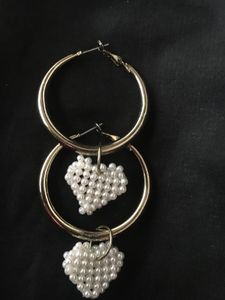 Pearl Heart Hoop Earrings