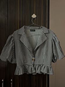 Houndstooth Peplum Top