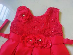 Baby Girl Red Party Dress And Cute Booties