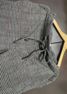 Grey Check Print Trouser Pant For 32 Waist
