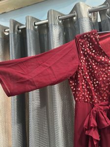 Elegant Maroon Embellished Dress