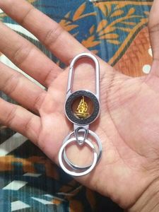Unique Metal Keychain with Gold Design