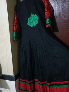 Black Embroidered Anarkali Suit Set