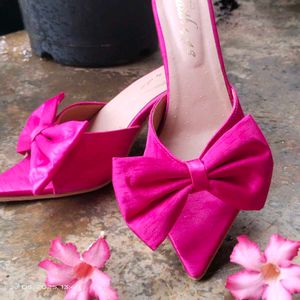 Hot Pink Bow Mules