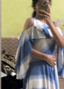 Blue &amp; White Tie-Dye Dress