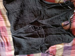 Black Tie-Back Sleeveless Top