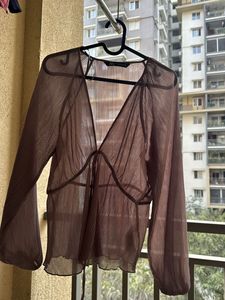 Lace Shirt With Tie Detail