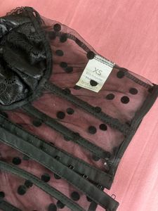 Black Polka Dot Corset Top