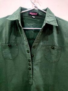 Cotton Green Short Kurta For Men