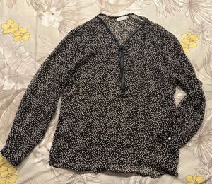 Polka Dot Print Long Sleeve Blouse