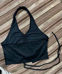 URBANIC Black Backless Tie Up Top