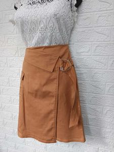 Imported High Waist Brown Skirt