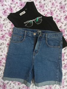 Double Two High Waisted Denim Shorts